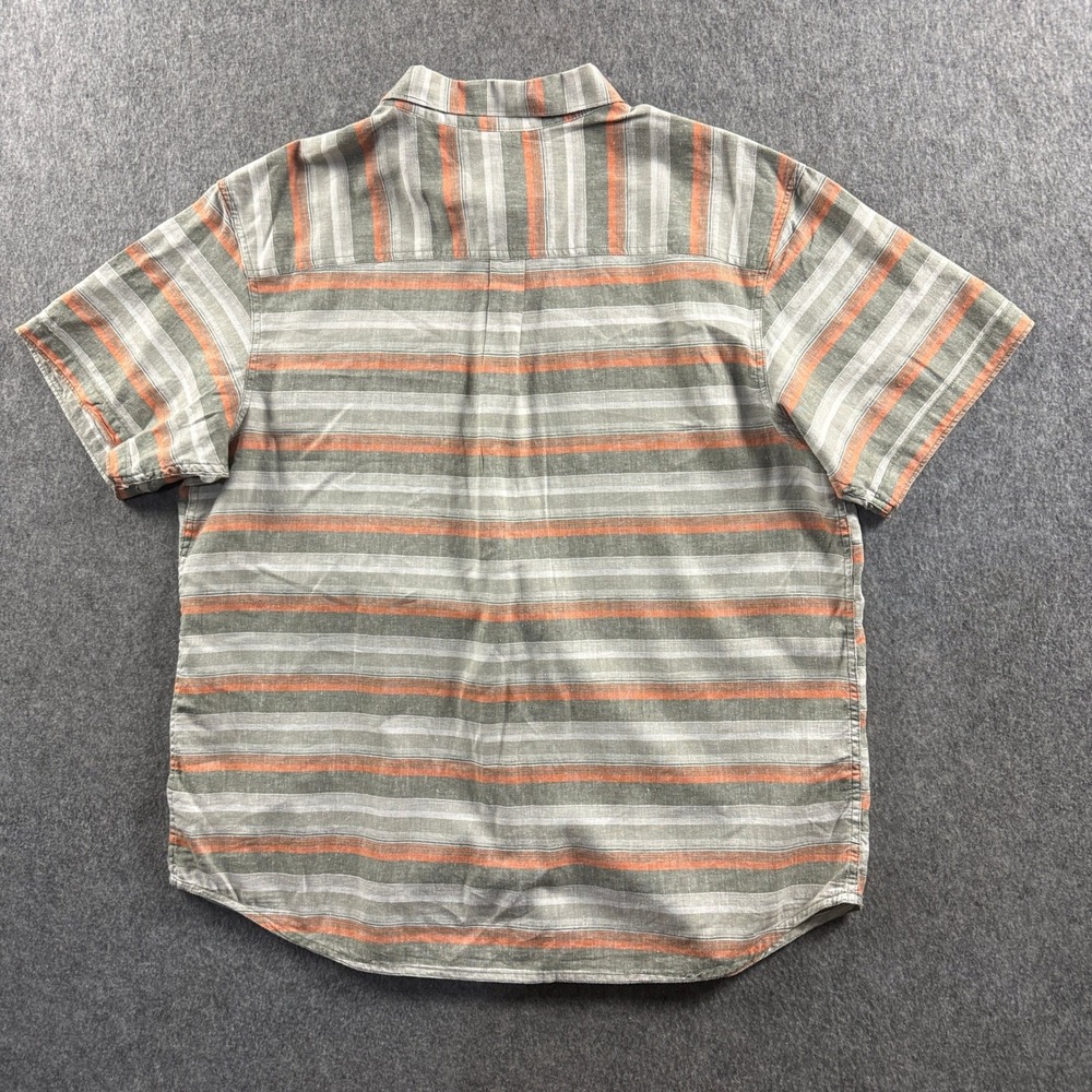 Columbia Sportswear Men's XL Gray Orange Hemp Blend Striped shirt - Picture 3 of 11